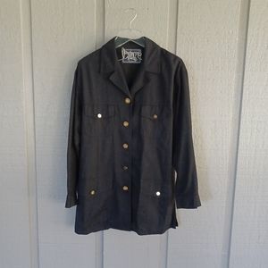 Burberry Of London Vintage Jacket Size 8 Women Long Sleeve Gold Button In Black